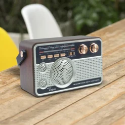 RADIO FM RETRO WIRELESS ALTOPARLANTE MP3 PORTATILE BLUETOOTH USB AUX TF Q-FM01