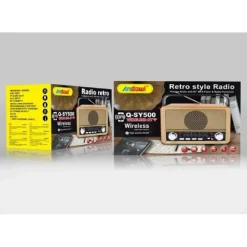 RADIO FM RETRO WIRELESS ALTOPARLANTE MP3 PORTATILE BLUETOOTH USB AUX TF Q-SY500
