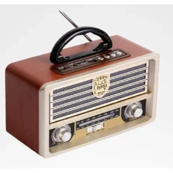 RADIO PORTATILE MUSICA SVEGLIA DESIGN RETRO STILE USA VINTAGE USB FM/AM Q-YX2022
