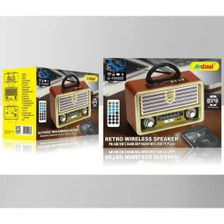 RADIO PORTATILE MUSICA SVEGLIA DESIGN RETRO STILE USA VINTAGE USB FM/AM Q-YX2022