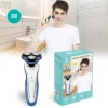 RASOIO 3 TESTINE ELETTRICO RICARICABILE UOMO REGOLAZIONE BARBA BAFFI PELI TX-9174