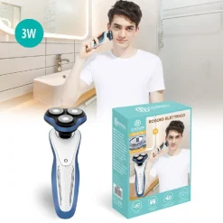 RASOIO 3 TESTINE ELETTRICO RICARICABILE UOMO REGOLAZIONE BARBA BAFFI PELI TX-9174