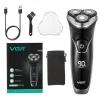 RASOIO A TRIPLE TESTINE ROTANTI TRIMMER BARBA CORDLESS IMPERMEABILE DISPLAY V318