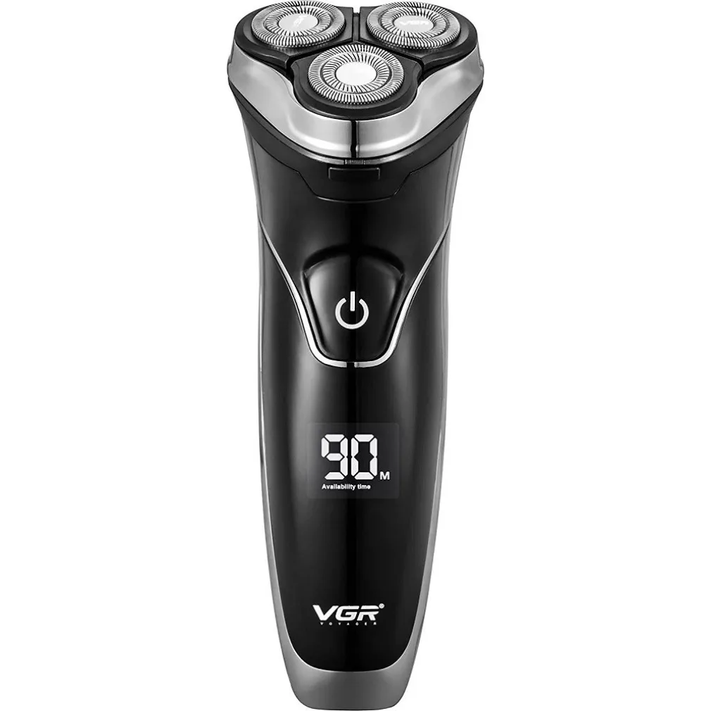 RASOIO A TRIPLE TESTINE ROTANTI TRIMMER BARBA CORDLESS IMPERMEABILE DISPLAY V318