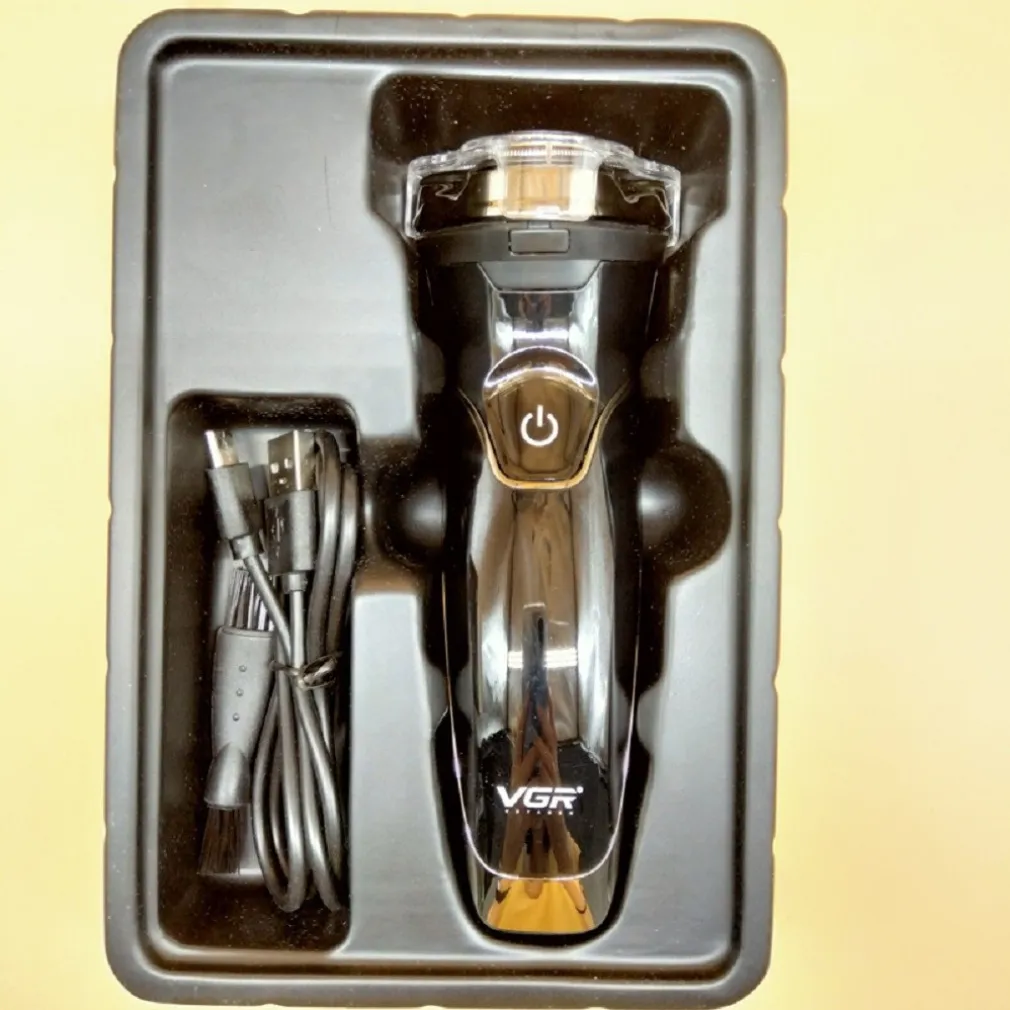 RASOIO A TRIPLE TESTINE ROTANTI TRIMMER BARBA CORDLESS IMPERMEABILE DISPLAY V318