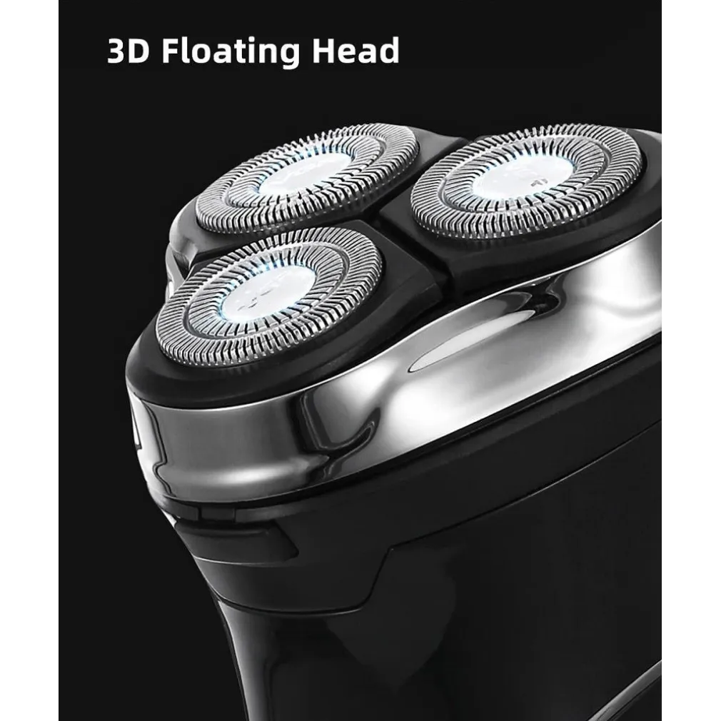 RASOIO A TRIPLE TESTINE ROTANTI TRIMMER BARBA CORDLESS IMPERMEABILE DISPLAY V318