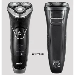 RASOIO A TRIPLE TESTINE ROTANTI TRIMMER BARBA CORDLESS IMPERMEABILE DISPLAY V318