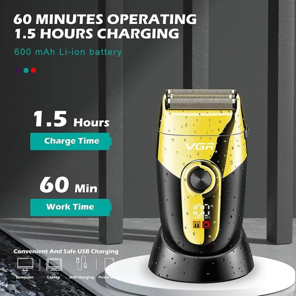 RASOIO BARBA PROFESSIONALE IMPERMEABILE REGOLABARBA RICARICABILE ELETTRICO V-383