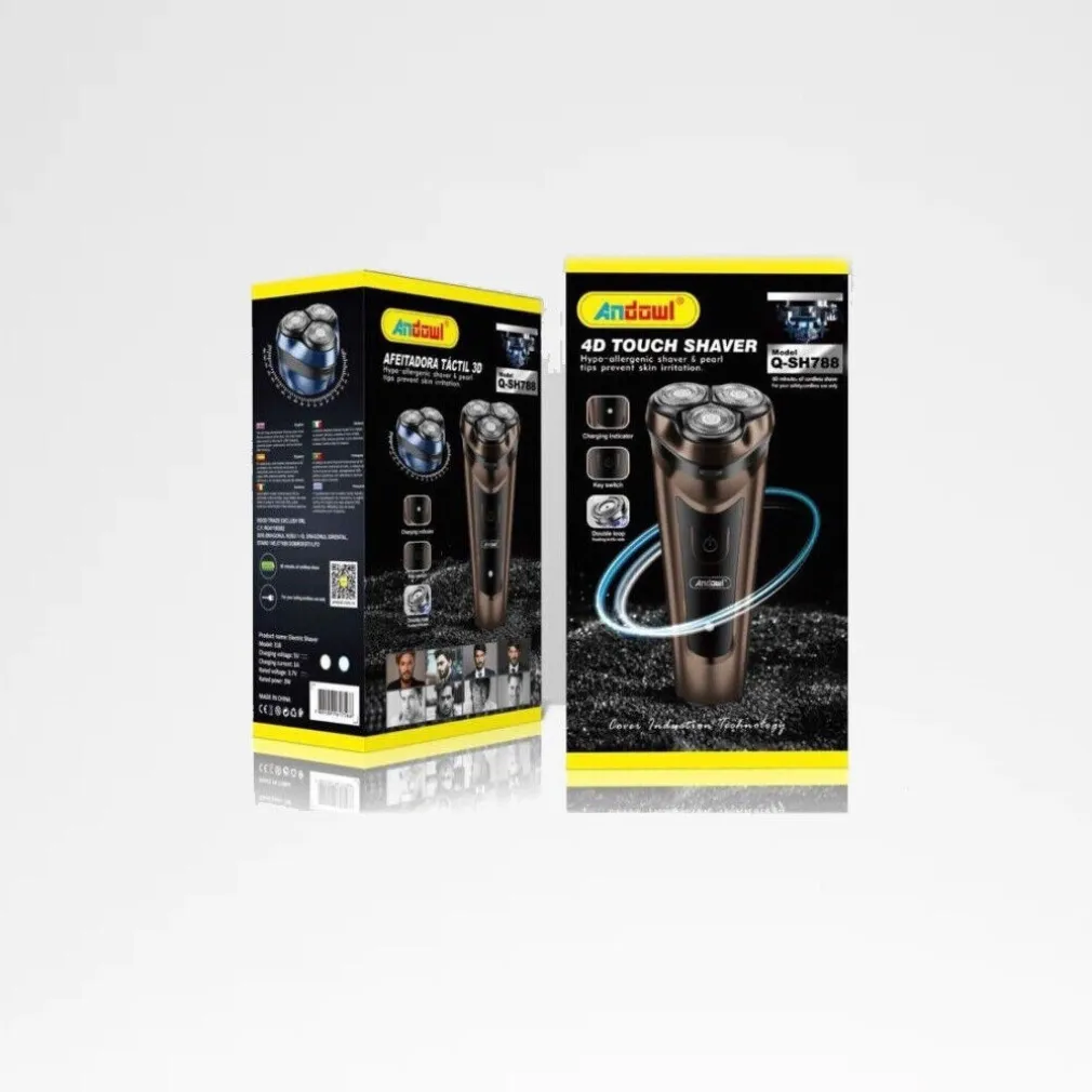 RASOIO 4D TOUCH Q-SH788 ELETTRICO UOMO SENZA FILI INDICATORE LED 3W SILENZIOSO