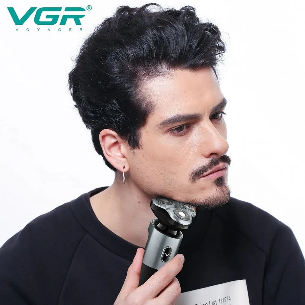 RASOIO ELETTRICO 3 TESTE ROTANTI BARBA CORDLESS USB RIFINITORE IMPERMEABILE V343