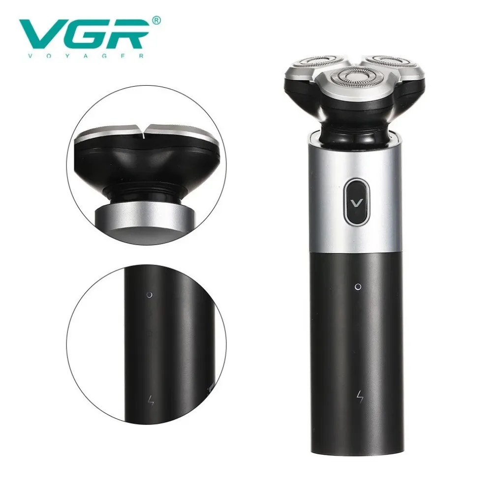 RASOIO ELETTRICO 3 TESTE ROTANTI BARBA CORDLESS USB RIFINITORE IMPERMEABILE V343