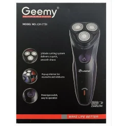 RASOIO ELETTRICO 3 TESTE ROTATIVO A BATTERIA RICARICABILE SENZA FILI UOMO GM-7730