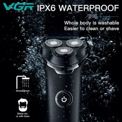 RASOIO ELETTRICO BARBA TRIMMER ROTANTE TRIPLA LAMA IMPERMEABILE CARICA USB V-319