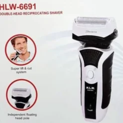 RASOIO ELETTRICO HLW-6691 RICARICABILE 2 TESTINE LAMA ACCIAIO BARBA BAFFI