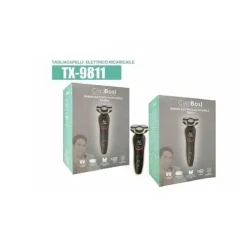 RASOIO ELETTRICO RICARICABILE 3 TESTINE 5D BARBA UOMO IMPERMEABILE 3WATT TX-9811