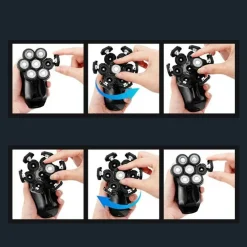 RASOIO ELETTRICO RICARICABILE 5 IN 1 7 TESTINE ROTANTI BARBA TESTA NASO TX-8267