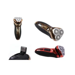 RASOIO ELETTRICO RICARICABILE UOMO VISO BARBA BAFFI REGOLAZIONE PELI 3 TESTINE