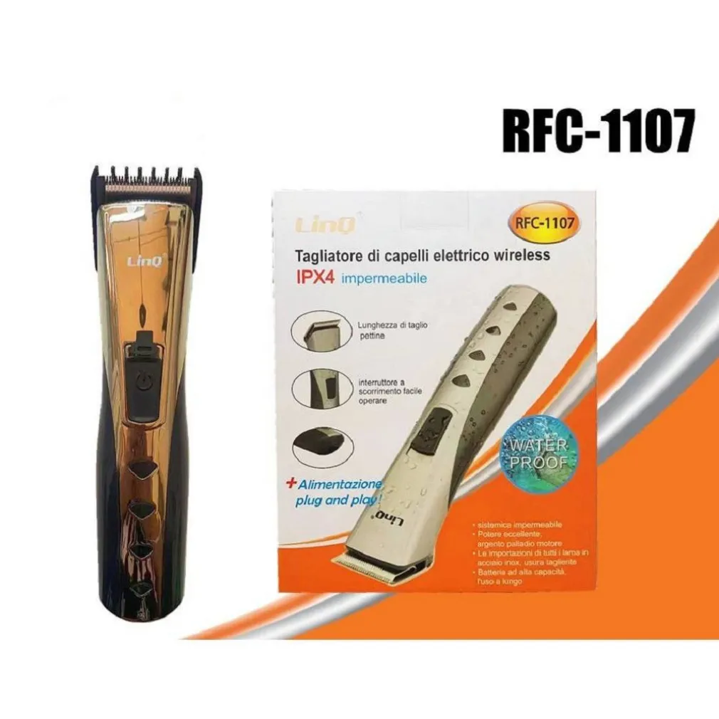 RASOIO ELETTRICO TAGLIA CAPELLI REGOLA BARBA IMPERMEABILE RICARICABILE RFC-1107