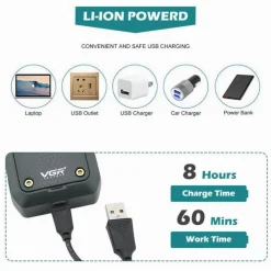 RASOIO ELETTRICO ULTRA SOTTILE A BATTERIA RICARICABILE TRIMMER VIAGGIO USB V-353