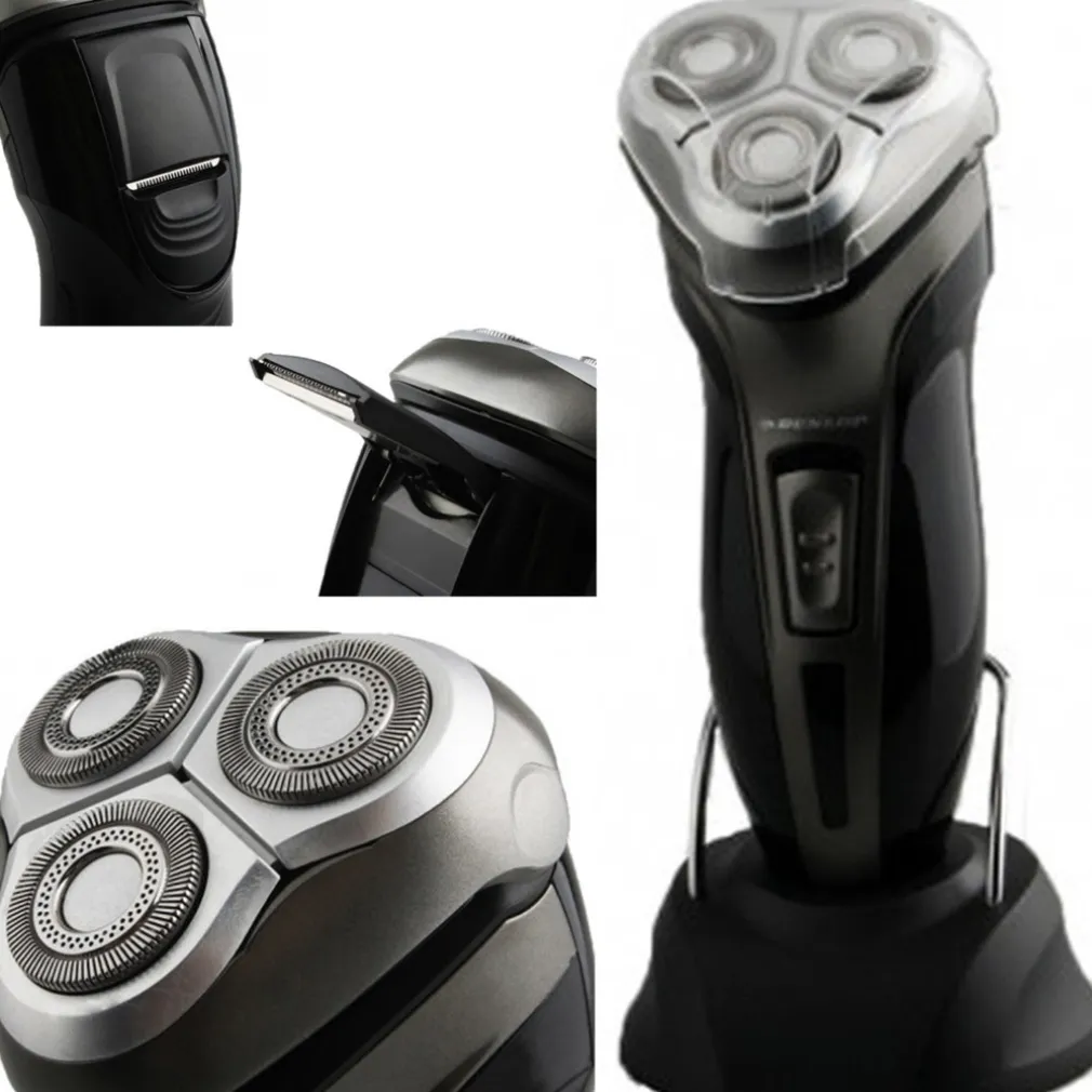 RASOIO ELETTRICO UOMO 3 TESTINE RICARICABILE REGOLA TAGLIA BARBA BAFFI BASETTE