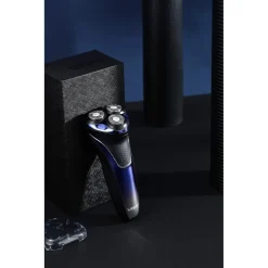 RASOIO ELETTRICO UOMO A 3 TESTE USB DISPLAY LCD BATTERIA RICARICABILE IPX7 V-306