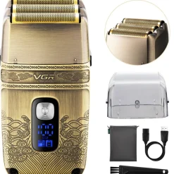 RASOIO ELETTRICO UOMO PER BARBA CAPELLI CORPO TRIPLA TESTINA INDIPENDENTE VGR335