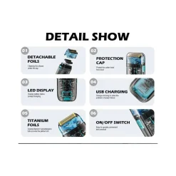 RASOIO ELETTRICO UOMO PER BARBA CAPELLI CORPO PROFESSIONALE REGOLABARBA VGR 352