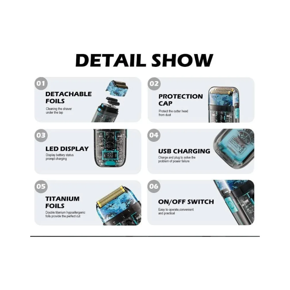 RASOIO ELETTRICO UOMO PER BARBA CAPELLI CORPO PROFESSIONALE REGOLABARBA VGR 352