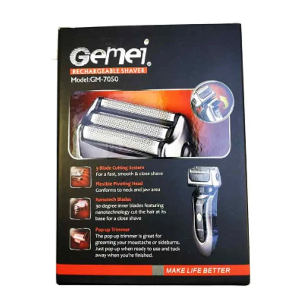 RASOIO ELETTRICO UOMO TAGLIA BARBA RICARICABILE A BATTERIA IMPERMEABILE GM-7050