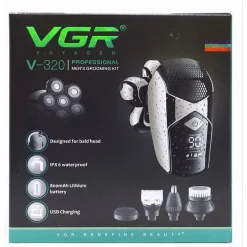 RASOIO 5IN1 LED ELETTRICO CORDLESS USB RICARICABILE IPX6 IMPERMEABILE VGR V-320