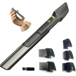 RASOIO PROFESSIONALE ELETTRICO TRIM-MAX SENZA FILI LUCE LED KIT 5 TESTINE BARBA CAPELLI