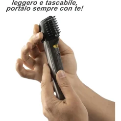 RASOIO PROFESSIONALE ELETTRICO TRIM-MAX SENZA FILI LUCE LED KIT 5 TESTINE BARBA CAPELLI