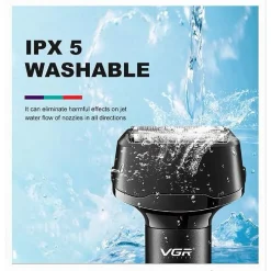 RASOIO PROFESSIONALE ELETTRICO TRIPLA LAMA LED DISPLAY USB CARICA POP-UP IPX5 V-371