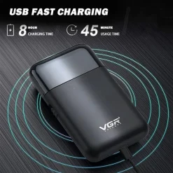 RASOIO PROFESSIONALE UOMO A BATTERIA RICARICABILE ELETTRICO PORTATILE USB V-390