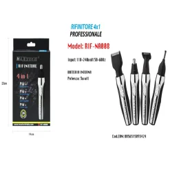 RASOIO RIFINITORE TRIMMER PER PELI NASO ORECCHIE SOPRACCIGLIA 4X1 UOMO RIF-NA008
