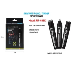 RASOIO RIFINITORE TRIMMER PER PELI NASO ORECCHIE SOPRACCIGLIA 3X1 RIF-NA012
