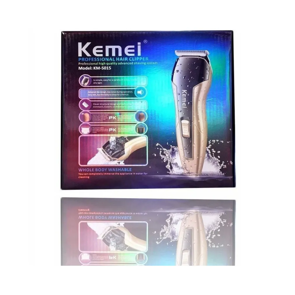 RASOIO TAGLIA CAPELLI PELI BARBA KEMEI KM-5015 RICARICABILE IMPERMEABILE