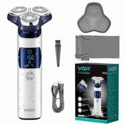 RASOIO VGR V-328 ELETTRICO UOMO BARBA RICARICABILE VISO LAMA 3D GALLEGGIANTE IPX7