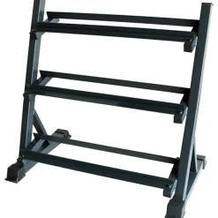 RASTRELLIERA SUPPORTO RACK STAND PER MANUBRI NERO A 3 RIPIANI LIVELLI HOME GYM