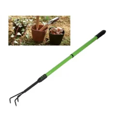 RASTRELLO A 3 DENTI CON MANICO ALLUNGABILE ATTREZZO PER GIARDINO 74-100CM 90071