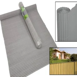RECINZIONE GIARDINO FRANGIVISTA PER BALCONE CANNICCIO PVC GRIGIO ESTERNO 1X3 MT