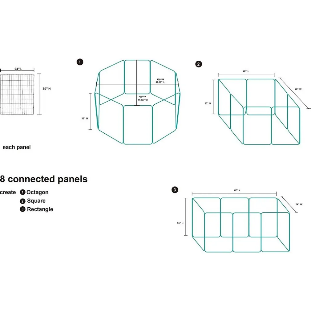 RECINZIONE IN METALLO PER CANI PIEGHEVOLE PER ESERCIZIO 152,4 X 152,4 X 76,2 CM