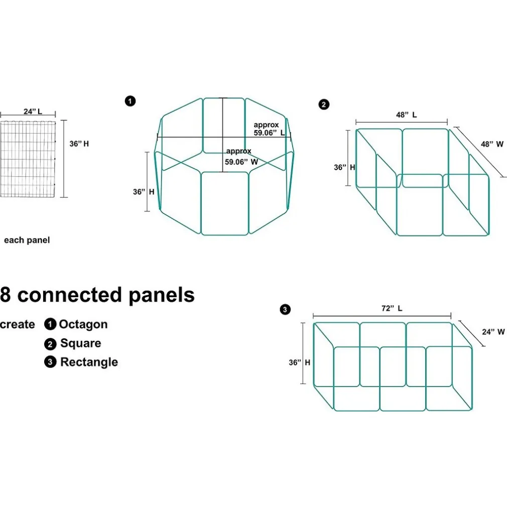 RECINZIONE IN METALLO PER CANI PIEGHEVOLE PER ESERCIZIO 152,4 X 152,4 X 91,4 CM