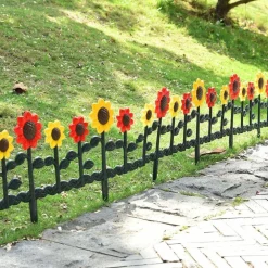 RECINZIONE PER GIARDINO STECCATO FORMA FIORE IN PLASTICA ARREDO GIARDINO 33X62CM
