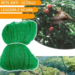 RETE ANTI UCCELLI PROTEZIONE ORTAGGI VERDE 4 X 6 METRI GIARDINO ORTO ANTIUCCELLI
