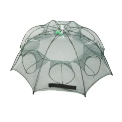 RETE DA PESCA PIEGHEVOLE 8 FORI NASSA TRAPPOLA PESCI GRANCHI GAMBERO AD INGANNO