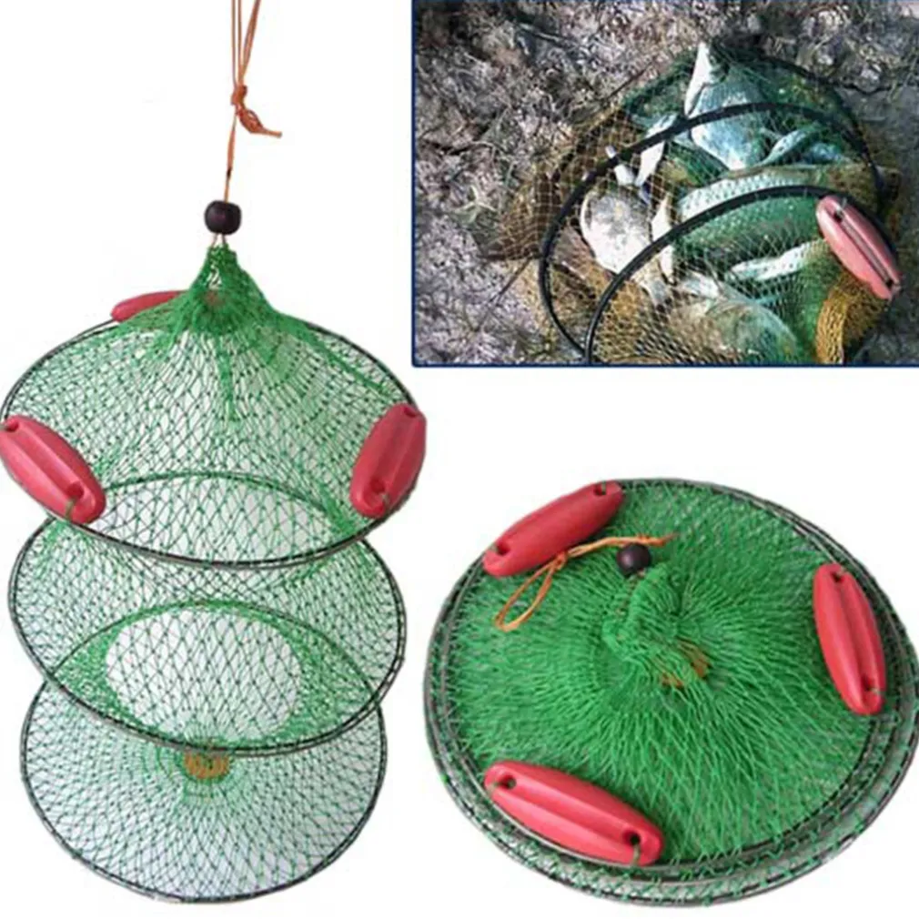 RETE NASSA PESCATORE RETINO PORTA PESCI PESCATO PER LA PESCA CON 3 GALLEGGIANTI