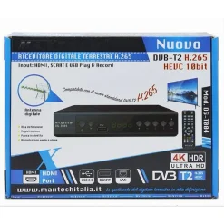 RICEVITORE DIGITALE TERRESTRE H.265 DVB-T2 HEVC 10BIT LAN SCART HDMI USB DG-T004