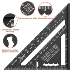 RIGHELLO 7 POLLICI TRIANGOLO 180 MM LEGA ALLUMINIO SQUADRA PER FALEGNAME