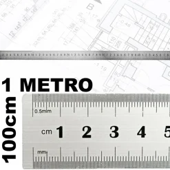 RIGHELLO METRO 1MM A 100CM METALLO ACCIAIO RIGA MULTIFUNZIONE SEGNATURA CM INCH